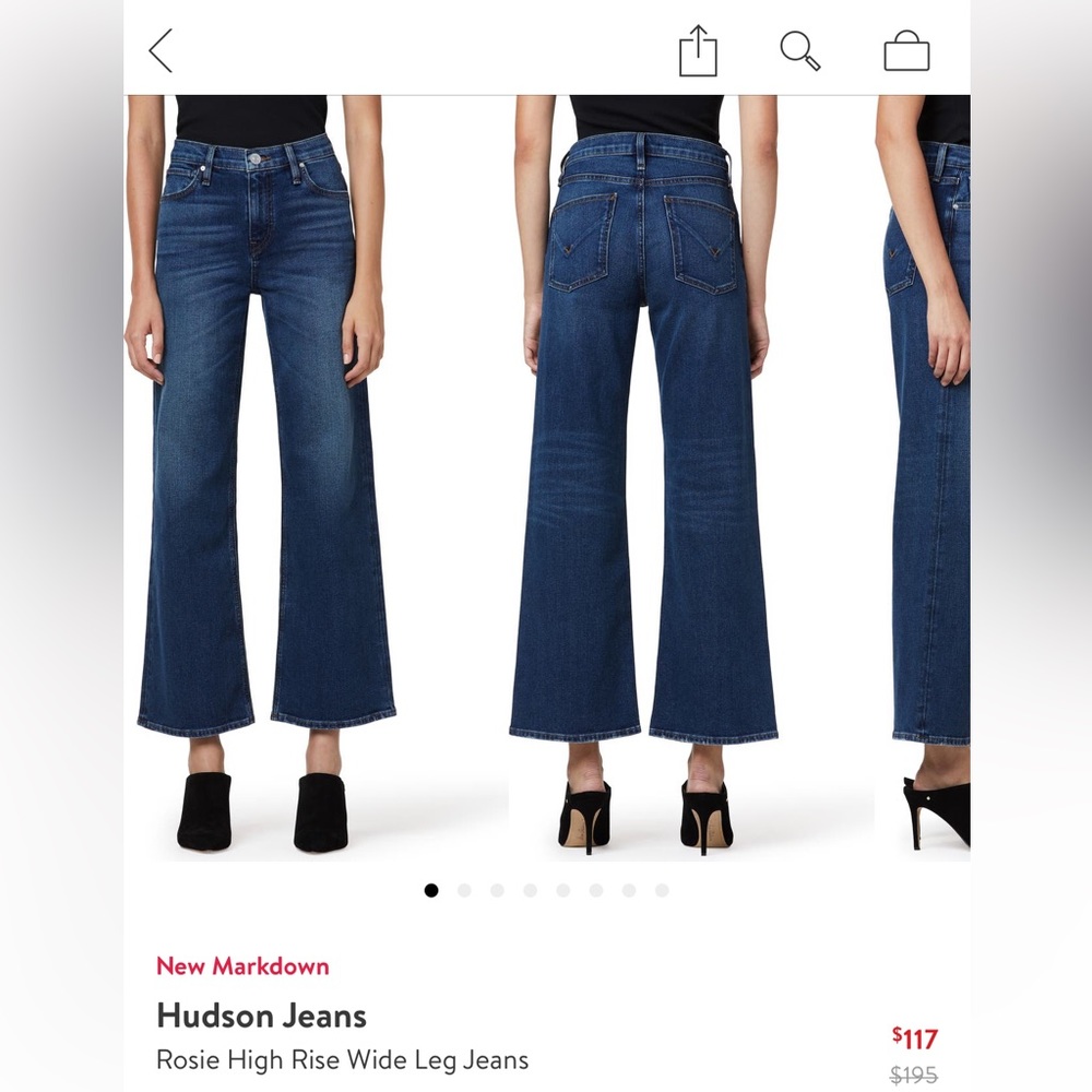 HUDSON HIGH-RISE WIDE LEG JEANS BRAND NEW SIZE 24